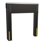 The Vestil Dock Seal/Shelter Combo 18 In 8X10 Door, a heavy-duty dock seal in black, includes vertical and horizontal pads with yellow stripes. Its designed to fit snugly around truck tops and sides, offering weather-resistant protection for loading docks.