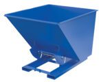Discover the Vestil Hopper W/O Bump & Dump Hd 2 Cu 6K Blue, a rectangular, open-top blue metal industrial hopper with sloped sides for easy loading/unloading and a secure base for attaching to lifting equipment.