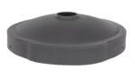 This round gray rubber diaphragm, featuring a central hole and slightly raised edges, is ideal for industrial or mechanical applications and perfectly complements the Vestil Drum Recycling 55 Gal Black Universal for 55-gallon drums.