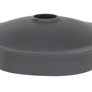 This round gray rubber diaphragm, featuring a central hole and slightly raised edges, is ideal for industrial or mechanical applications and perfectly complements the Vestil Drum Recycling 55 Gal Black Universal for 55-gallon drums.