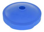 A blue, round, domed plastic item with a central hole similar to a lid or cover, suitable for universal applications like the Vestil Drum Recycling 55 Gal Blue Universal.