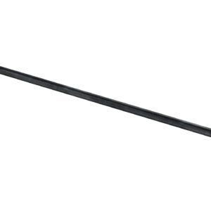 A Vestil Double Drum Lock, 55 Gallon Drum, made of durable plastic features a long slender black rod with white round attachments resembling curtain rod finials, appearing suspended on a plain white background.