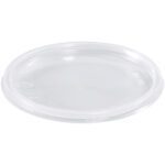 MH-USA Deli Container Lids, offered in 8, 12, 16, and 32 oz. sizes (500/Case), have a transparent design with a smooth surface and slightly raised rim for secure container fitting.