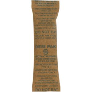 The 1 x 3 1/2 x 1/4 Kraft Clay Desiccant Bag is perfect for a 5-gallon pail, featuring brown Desi Pak silica gel with DO NOT EAT warnings and essential specs. Available in cases of 700, it ensures effective moisture absorption.