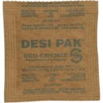 The 3 x 3 x 1/4 Kraft Clay Desiccant Bags by Süd-Chemie, part of the Performance Packaging line, are labeled DO NOT EAT with cautionary instructions. These brown Desi Pak packets, designed for moisture absorption, come in a convenient 5-gallon pail (550 per case).