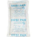 A white DESI PAK desiccant packet, sized 5 x 8 x 1 1/8 and made by Süd-Chemie from Tyvek®, is ideal for a 34 Gallon Drum (300/Drum), contains 8 units, marked DO NOT EAT, and includes manufacturer details and contact info.