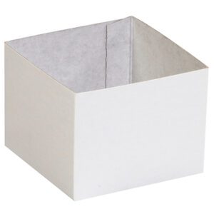 This MH-USA 4 x 4 x 3 White Deluxe Gift Box Bottoms (50/Case) is a plain, open white cardboard box with no markings or designs, featuring an uncolored interior and standing upright against a neutral background.
