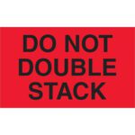 These MH-USA 3 x 5 fluorescent red labels, reading Do Not Double Stack, come in rolls of 500, ensuring high visibility and clear communication.