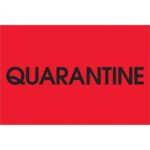 A bold black QUARANTINE text on a vivid fluorescent red background echoes the eye-catching MH-USA 2 x 3 - Quarantine (Fluorescent Red) Labels (500/Roll).