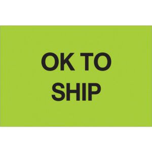 The MH-USA 2 x 3 fluorescent green labels with bold OK TO SHIP text are ideal for highlighting packages, ensuring they stand out and reach their destination clearly. Available in rolls of 500.