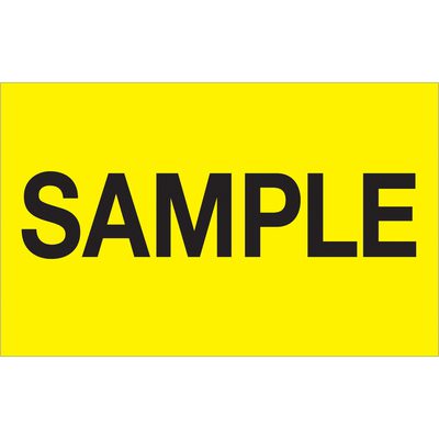 DL1156.jpg A MH-USA 1 1/4 x 2 fluorescent yellow label displays the word SAMPLE in bold black capital letters at the center.