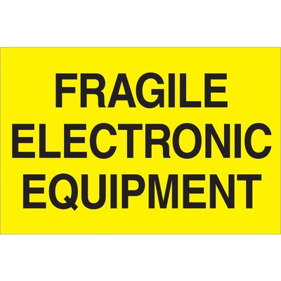 DL1193.jpg Labeled in bold black text on fluorescent yellow, the MH-USA 2 x 3 - Fragile - Electronic Equipment labels (500/roll) are perfect for labeling and ensuring visibility.