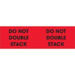 The MH-USA 3 x 10 fluorescent red labels feature black text DO NOT DOUBLE STACK twice side by side for clear visibility, available in rolls of 500.