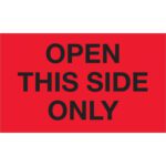 MH-USAs fluorescent red 3 x 5 labels, stating Open This Side Only, clearly indicate the correct access side.