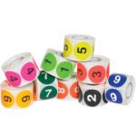 MH-USA 2 Circle Easy Order Packs Numbers (1-10) offer rolls of white stickers with colorful numbered circles in vibrant shades like pink, yellow, green, orange, and blue.