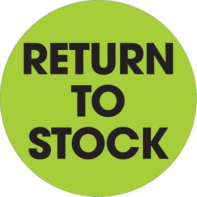 Circle "Return To Stock" Fluorescent Green Labels