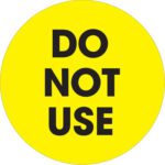 The MH-USA 2 Circle labels, with fluorescent yellow background and bold black uppercase Do Not Use, come in rolls of 500, ensuring visibility and efficient caution.