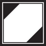 The MH-USA 4 1/4 x 4 1/4 regulated labels feature a diagonal white square within a black square, creating black triangles at its edges.