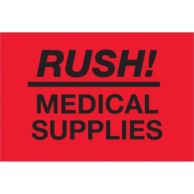 DL1335.jpg The MH-USA 2 x 3 labels in fluorescent red with bold black Rush - Medical Supplies text come in rolls of 500, ensuring youre ready for urgent medical needs.