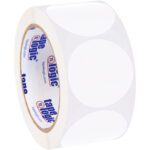 A roll of MH-USA 2 Circles - White Removable Labels (500/Roll) with tape logic printed inside.