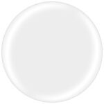 A plain white round dinner plate with a glossy finish sits on a light background, its minimalist style pairing perfectly with MH-USA 1 1/2 Circles - Clear Removable Labels (500/Roll) for easy customization.