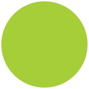 The MH-USA 1 1/2 Circles - Fluorescent Green Removable Labels (500/Roll) create a striking contrast on a crisp white background.