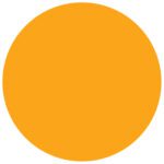 A solid orange circle, like the MH-USA Fluorescent Orange Removable Labels, is perfectly centered on a crisp white background.