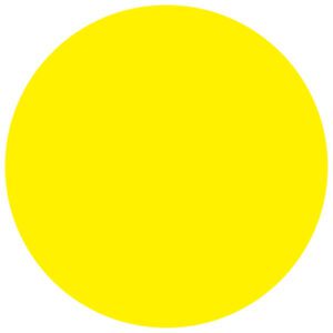 A vibrant MH-USA 3 fluorescent yellow circle from the Removable Labels collection (500/roll) set against a crisp white background.