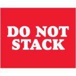 Red sign with bold white text reading DO NOT STACK, like the MH-USA 8 x 10 labels featuring the same message (250 per roll).