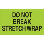 The MH-USA 3 x 5 labels, in fluorescent green with bold black text Do Not Break Stretch Wrap, come in rolls of 500 and ensure your message is highly visible.
