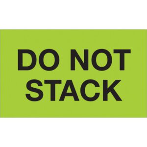The MH-USA 3 x 5 labels feature bold black text on a fluorescent green background with Do Not Stack for high visibility.