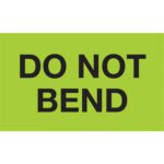 The MH-USA 3 x 5 fluorescent green labels read Do Not Bend in bold black letters, available in rolls of 500 to ensure your message stands out.