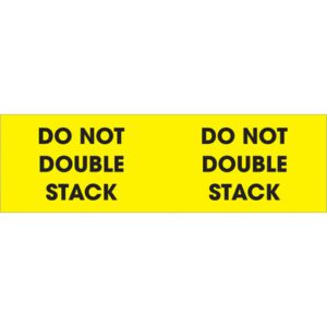 The MH-USA 3 x 10 fluorescent yellow labels feature bold black text, Do Not Double Stack, repeated twice. Each roll includes 500 labels, ensuring your message stands out.