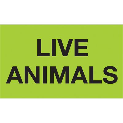 DL3411.jpg The MH-USA 3 x 5 fluorescent green labels display LIVE ANIMALS at the center, ideal for labeling and efficient communication, with 500 labels per roll.