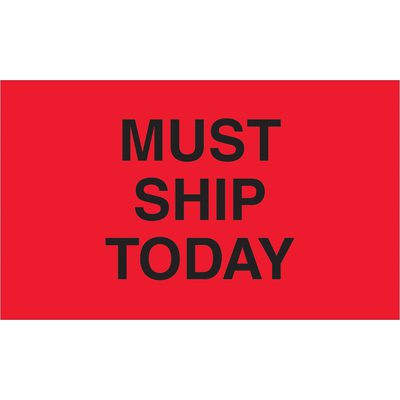 DL3441.jpg Ensure timely shipments with MH-USA 3 x 5 - Must Ship Today (Fluorescent Red) Labels. Featuring bold black text on an eye-catching red background, these labels offer efficiency and visibility, with 500 per roll.
