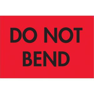 The MH-USA 2 x 3 labels come in fluorescent red with bold black text stating Do Not Bend, available in rolls of 500.