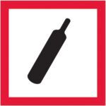 A cricket bat silhouette is elegantly placed inside a red-bordered square, akin to the precision of MH-USA 1 x 1 Pictogram - Gas Cylinder Labels (500/Roll).