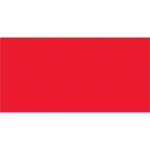 A vibrant red rectangle appears against a simple background, similar to the MH-USA 3 x 6 Fluorescent Red Inventory Rectangle Labels (250/Roll) used for organization.