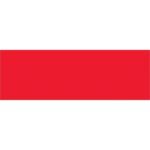 A simple, solid red rectangle, like the vibrant hue of MH-USA Fluorescent Red 3 x 9 Inventory Rectangle Labels (250/Roll), stands out against a white backdrop.