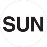 The image features the MH-USA 1 Circle - SUN (White) Days of the Week label with bold black letters, ideal for labeling purposes.