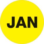 The MH-USA 2 Circle JAN labels in fluorescent yellow are perfect for monthly organization, featuring bold black print. With 500 durable and highly visible labels per roll, theyre ideal for all labeling needs.