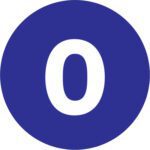 A solid blue circle with a white zero at its center resembles the MH-USA 2 Circle - 0 (Dark Blue) Number Labels, which are available in rolls of 500.