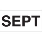 The image features SEPT in bold, black capital letters on a white background, similar to the MH-USA 3 x 6 - SEPT (White) Months of the Year Labels (500/Roll) design.