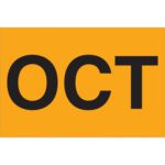 The MH-USA 2 x 3 OCT (Fluorescent Orange) Months of the Year Labels feature bold, black letters and come with 500 labels per roll.
