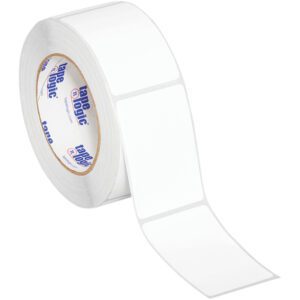 The MH-USA 3 x 4 removable adhesive labels, with a rectangular shape, are partially unrolled, revealing text on the inner cardboard core indicating each roll contains a convenient 500 labels.