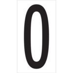 The image features a prominent black number zero on a clean white background, similar to MH-USA 3 1/2 0 Vinyl Warehouse Number Labels (50/Case).