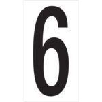 These MH-USA 3 1/2 6 Vinyl Warehouse Number Labels feature a classic black 6 on a crisp white background. Each case includes 50 labels designed to streamline your organizational needs.