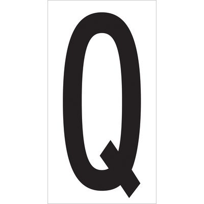 DL9310Q.jpg A large, bold black letter Q on a white background, similar to MH-USA 3 1/2 Q Vinyl Warehouse Letter Labels (50/Case), ideal for organization or decoration.