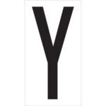 A large, bold black Y centered on a plain white background, similar to the design of MH-USA 3 1/2 Y Vinyl Warehouse Letter Labels (50/Case).