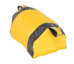 A yellow and gray waterproof dry bag with a roll-top closure, similar to the robust Vestil Dock Seal Draft Blocker design. Ideal for outdoor activities, it includes a sturdy buckle to secure contents and resist the elements.